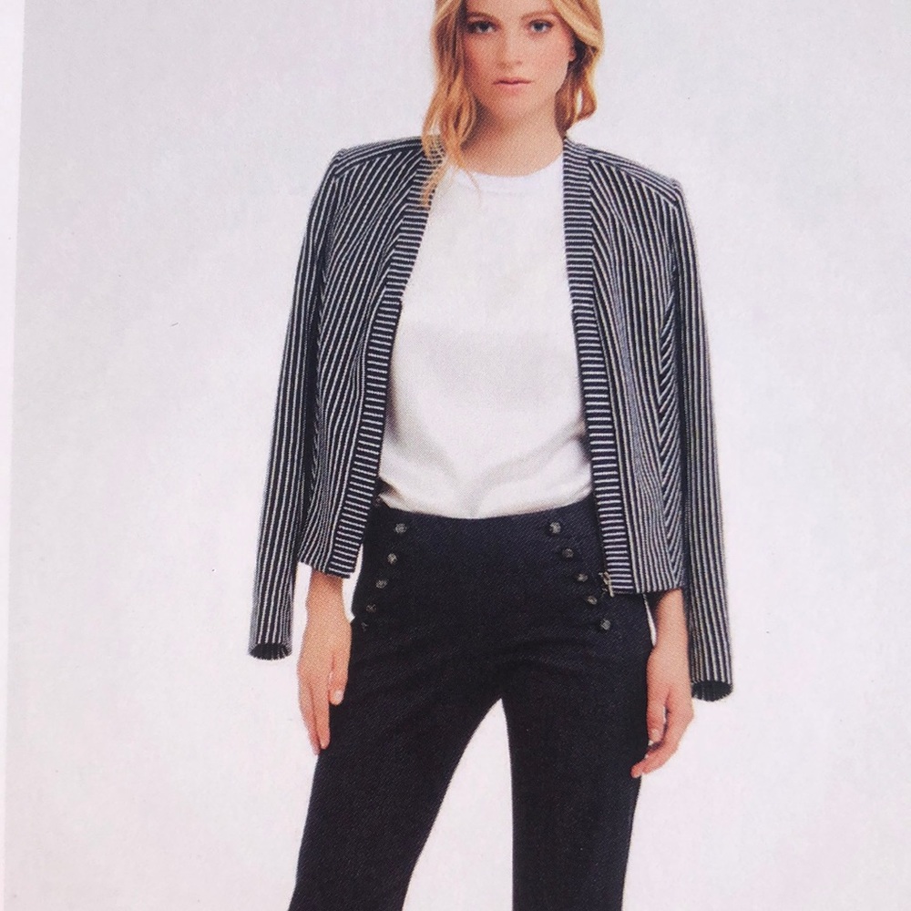 NWT Carlisle Jet Set Navy and White Pin Stripe Jacket - Picture 2 of 14